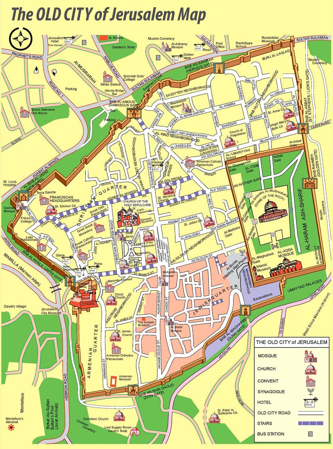 Карта Иерусалима - карта Старого города